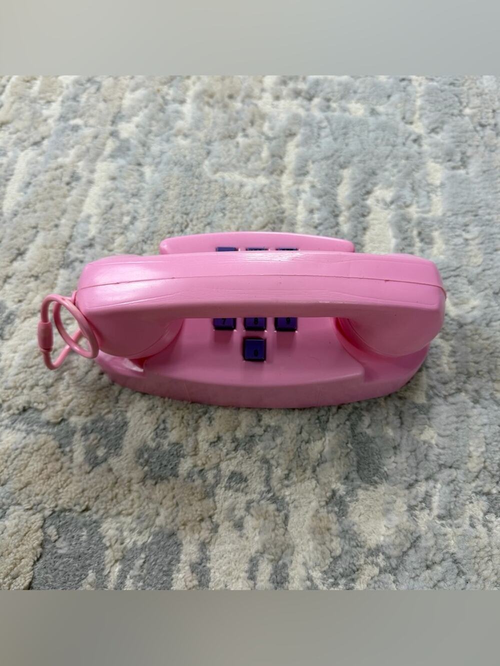 Vintage Pink Princess Plastic Toy Phone Push Button 1980s